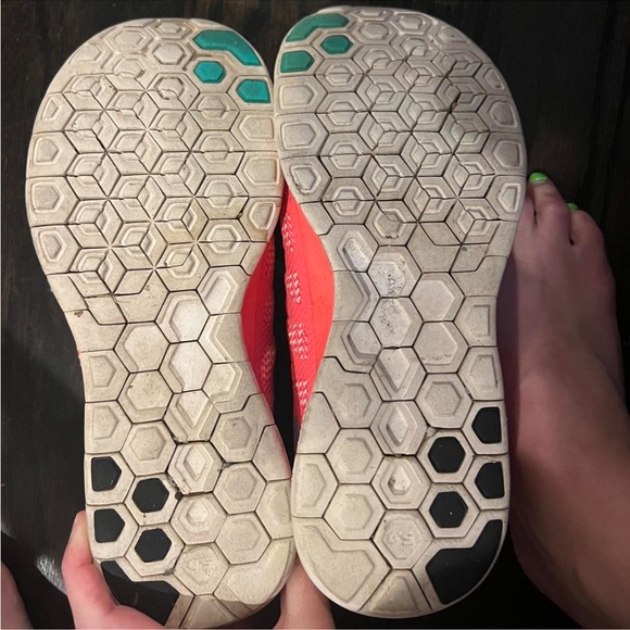 Nike Neon pink sneaker with blue laces. US size 9.5. Super comfortable and cute. - Picture 5 of 5